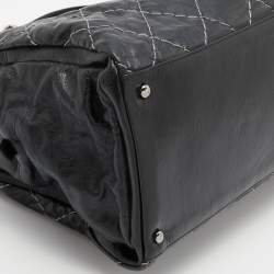 Pre Owned Chanel Black Distressed Leather CC Chain Bag