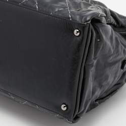 Pre Owned Chanel Black Distressed Leather CC Chain Bag