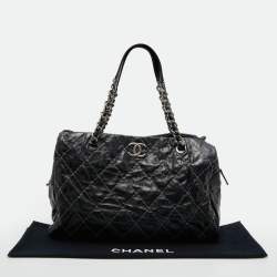 Pre Owned Chanel Black Distressed Leather CC Chain Bag