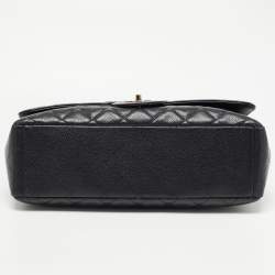 Pre Owned Chanel Black Quilted Caviar Leather Maxi Classic Single Flap Bag