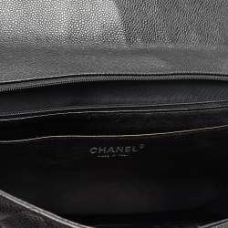 Pre Owned Chanel Black Quilted Caviar Leather Maxi Classic Single Flap Bag
