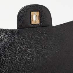 Pre Owned Chanel Black Quilted Caviar Leather Maxi Classic Single Flap Bag