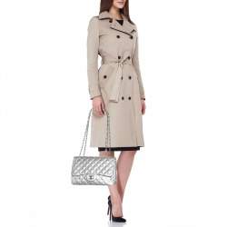 Pre Owned Chanel Silver Quilted Leather Jumbo Classic Single Flap Bag