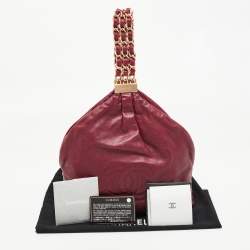 Pre Owned Chanel Red Leather Mini Rock and Chain Hobo