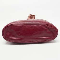 Pre Owned Chanel Red Leather Mini Rock and Chain Hobo
