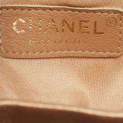 Pre Owned Chanel Gold Leather Small Coco Pleats Drawstring Bag