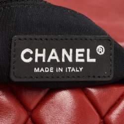 Pre Owned Chanel Red Bubble Quilted Leather Flap Shoulder Bag