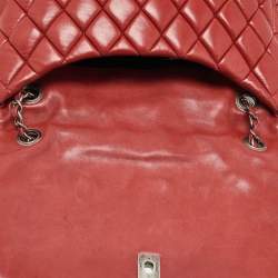 Pre Owned Chanel Red Bubble Quilted Leather Flap Shoulder Bag