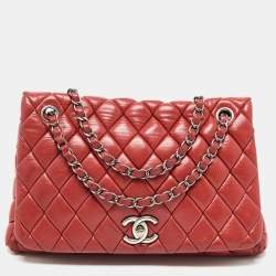 Pre Owned Chanel Red Bubble Quilted Leather Flap Shoulder Bag