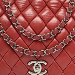 Pre Owned Chanel Red Bubble Quilted Leather Flap Shoulder Bag