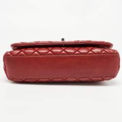 Pre Owned Chanel Red Bubble Quilted Leather Flap Shoulder Bag