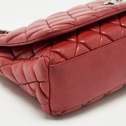 Pre Owned Chanel Red Bubble Quilted Leather Flap Shoulder Bag