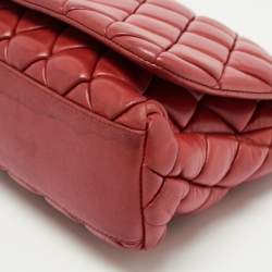 Pre Owned Chanel Red Bubble Quilted Leather Flap Shoulder Bag