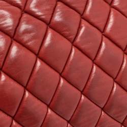 Pre Owned Chanel Red Bubble Quilted Leather Flap Shoulder Bag