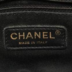 Pre Owned Chanel Black Chevron Leather Medallion Charm Flap Bag