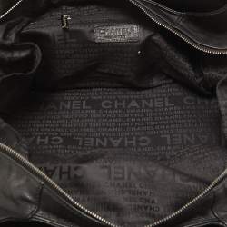Pre Owned Chanel Black Square Quilted Caviar Leather CC Boston Bag