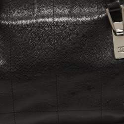Pre Owned Chanel Black Square Quilted Caviar Leather CC Boston Bag