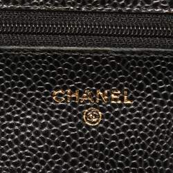 Chanel Black Quilted Caviar Leather Classic Wallet on Chain