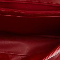 Pre Owned Chanel Red Quilted Patent Leather Maxi Classic Single Flap Bag
