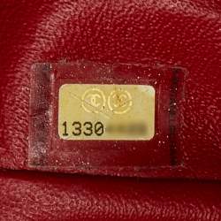 Pre Owned Chanel Red Quilted Patent Leather Maxi Classic Single Flap Bag