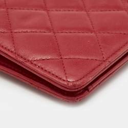 Chanel Red Quilted Leather CC Classic Bifold Long Wallet