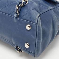 Pre Owned Chanel Blue Quilted Leather CC Front Pocket Bag
