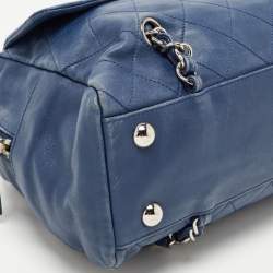 Pre Owned Chanel Blue Quilted Leather CC Front Pocket Bag