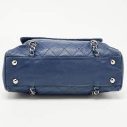Pre Owned Chanel Blue Quilted Leather CC Front Pocket Bag