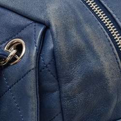 Pre Owned Chanel Blue Quilted Leather CC Front Pocket Bag