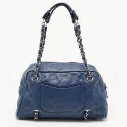 Pre Owned Chanel Blue Quilted Leather CC Front Pocket Bag