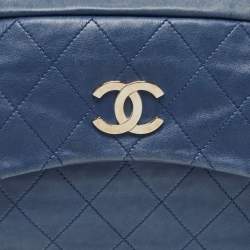 Pre Owned Chanel Blue Quilted Leather CC Front Pocket Bag
