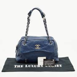 Pre Owned Chanel Blue Quilted Leather CC Front Pocket Bag