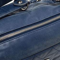 Pre Owned Chanel Blue Quilted Leather CC Front Pocket Bag