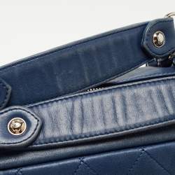 Pre Owned Chanel Blue Quilted Leather CC Front Pocket Bag