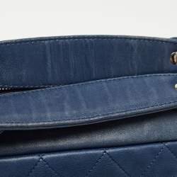 Pre Owned Chanel Blue Quilted Leather CC Front Pocket Bag