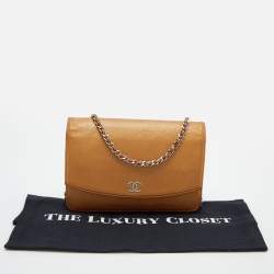 Chanel Metallic Bronze Caviar Leather Sevruga Wallet on Chain