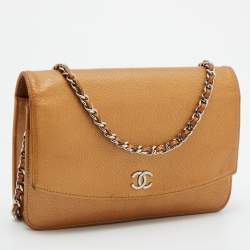 Chanel Metallic Bronze Caviar Leather Sevruga Wallet on Chain