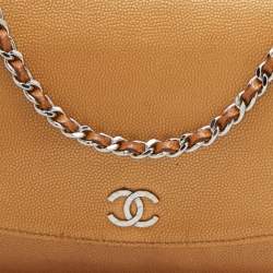 Chanel Metallic Bronze Caviar Leather Sevruga Wallet on Chain