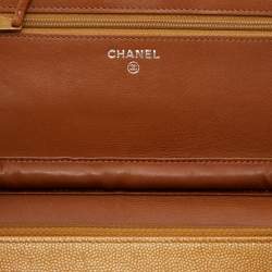 Chanel Metallic Bronze Caviar Leather Sevruga Wallet on Chain