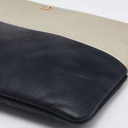 Pre Owned Chanel Gold/Black Caviar and Iridescent Leather Large O Case Clutch