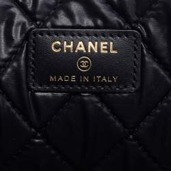 Pre Owned Chanel Gold/Black Caviar and Iridescent Leather Large O Case Clutch