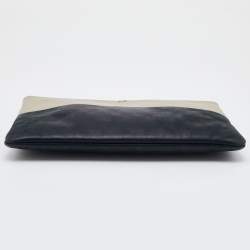 Pre Owned Chanel Gold/Black Caviar and Iridescent Leather Large O Case Clutch