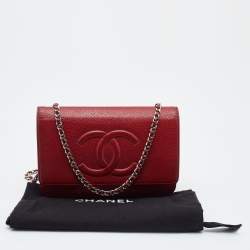 Chanel Red Caviar Leather CC Timeless Wallet on Chain