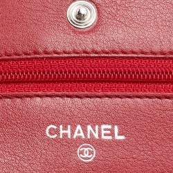 Chanel Red Caviar Leather CC Timeless Wallet on Chain