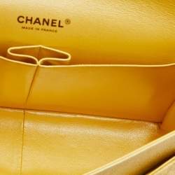 Chanel Yellow Iridescent Quilted Caviar Leather Jumbo Classic Double Flap Bag