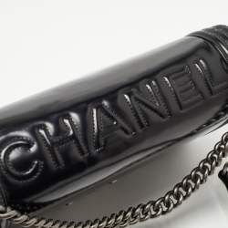 Pre Owned Chanel Black Glossy Leather New Medium Boy Bag