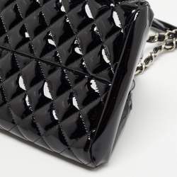 Pre Owned Chanel Black Quilted Patent Leather Medium Just Mademoiselle Bowling Bag
