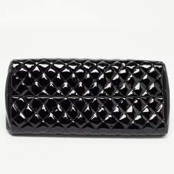 Pre Owned Chanel Black Quilted Patent Leather Medium Just Mademoiselle Bowling Bag