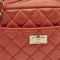 Pre Owned Chanel Orange Quilted Leather Reissue Camera Bag