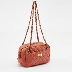 Pre Owned Chanel Orange Quilted Leather Reissue Camera Bag